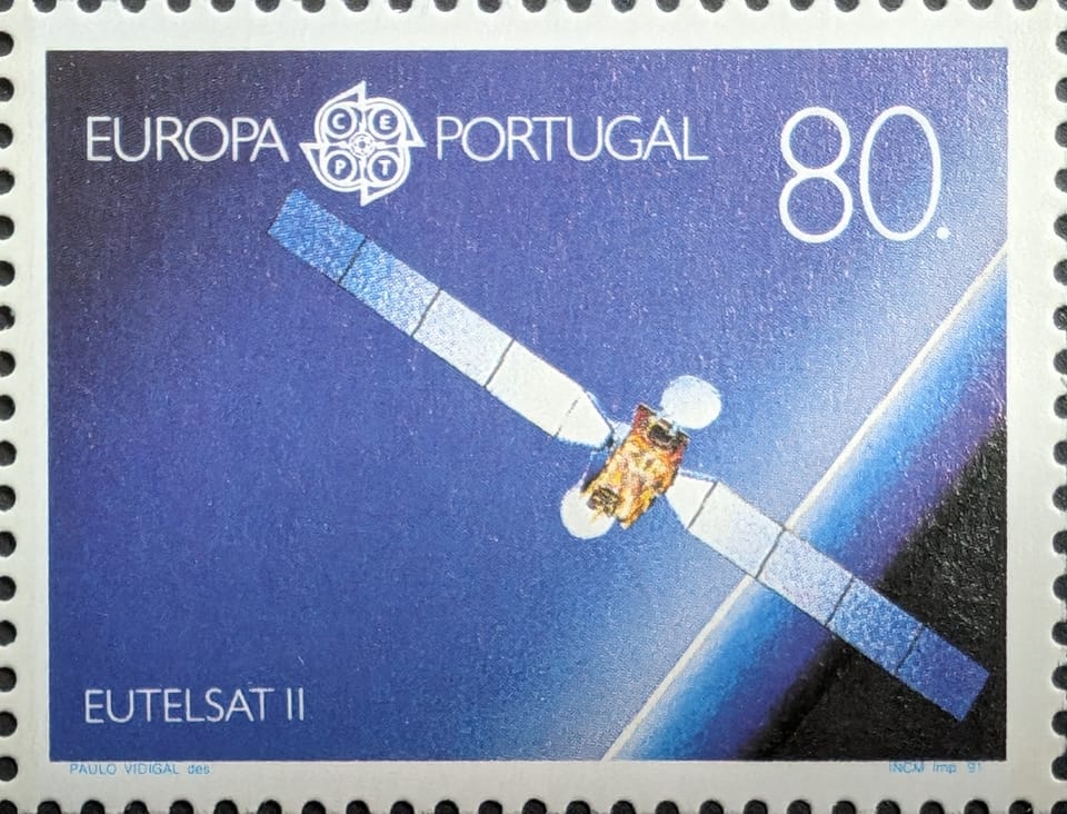A Portuguese stamp of a Eutelsat satellite